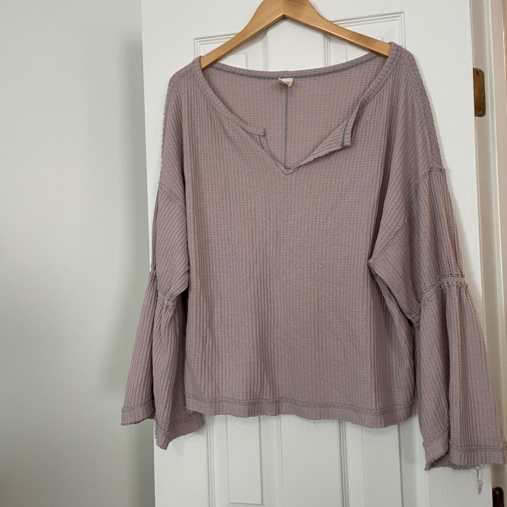 Free People Dahlia Bell Sleeve waffle  knit  Lavender (Large)